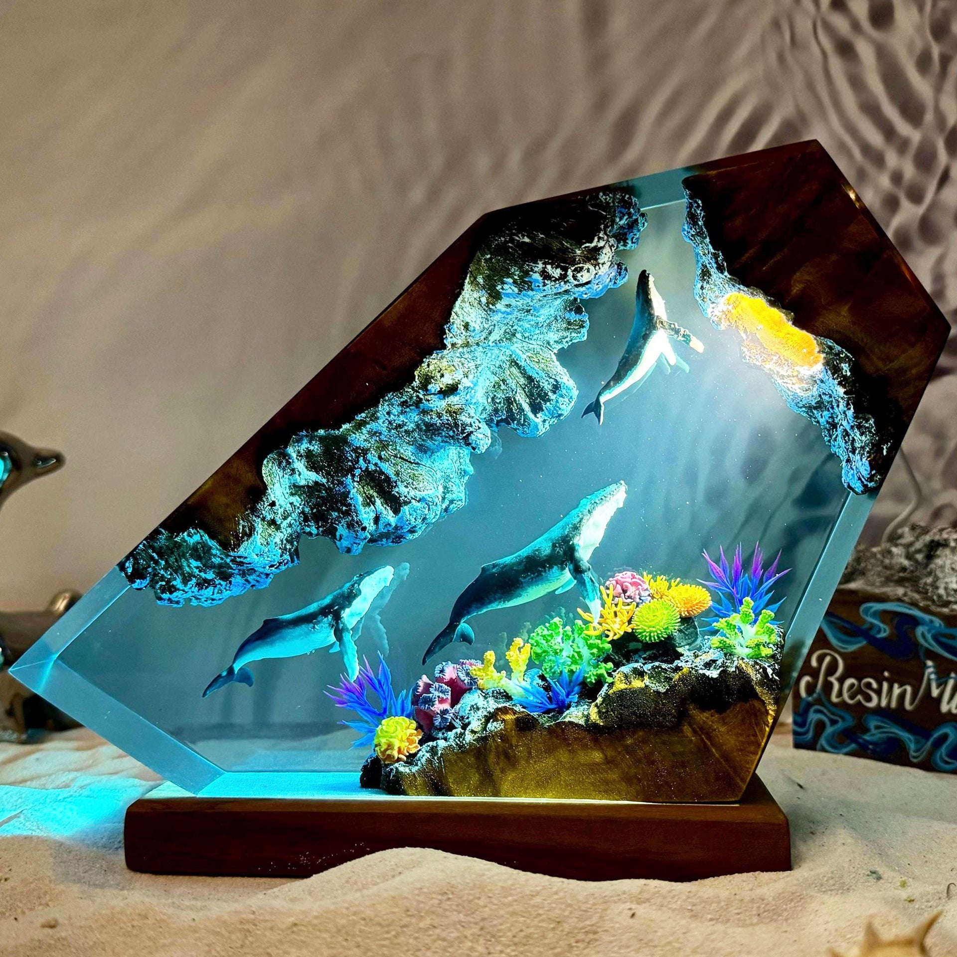 Coralline — Whale Resin & Wood Lamp — detail view 7