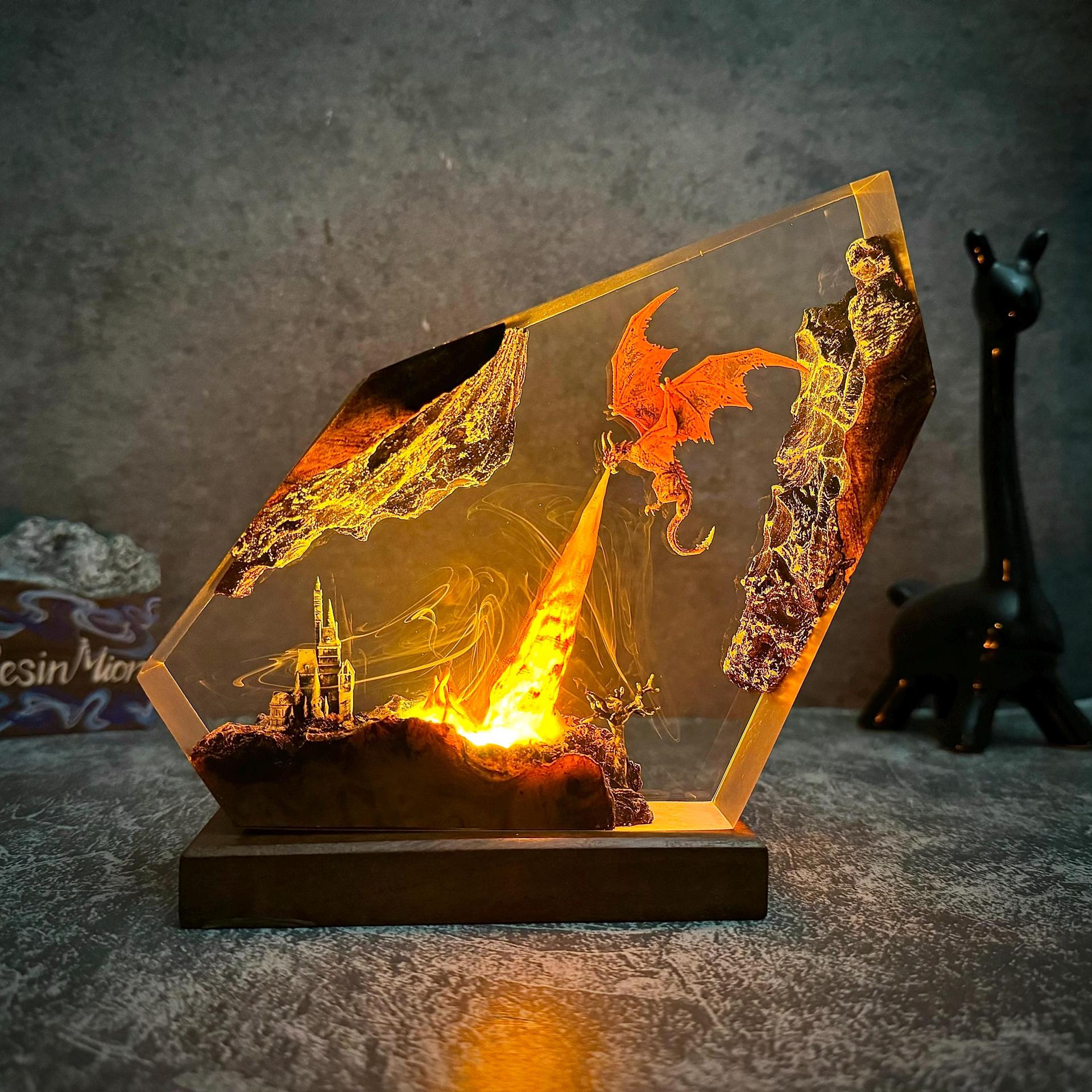 Emberwing — Fire Dragon Resin Lamp — detail view 8