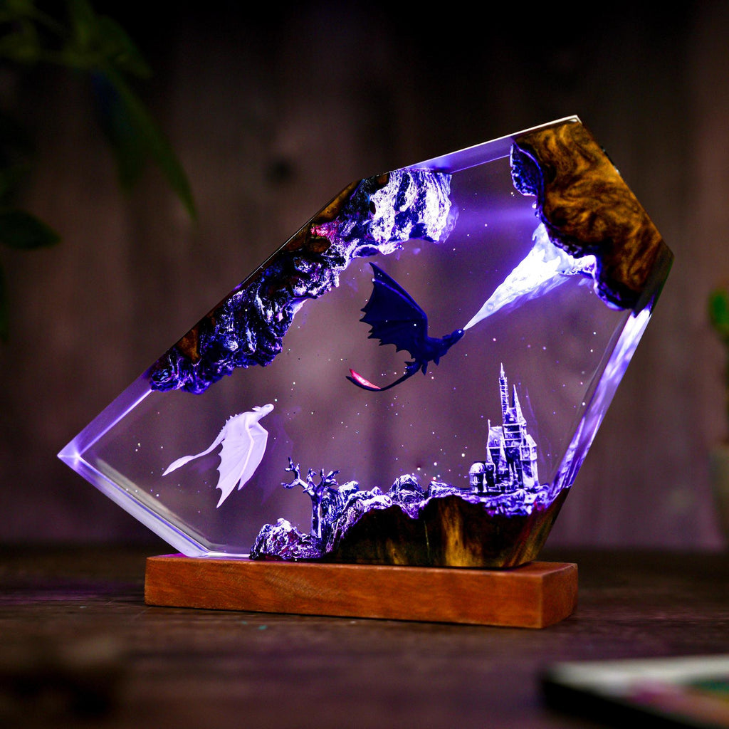 Stargazer — Dragon Duo Resin Lamp — detail view 2