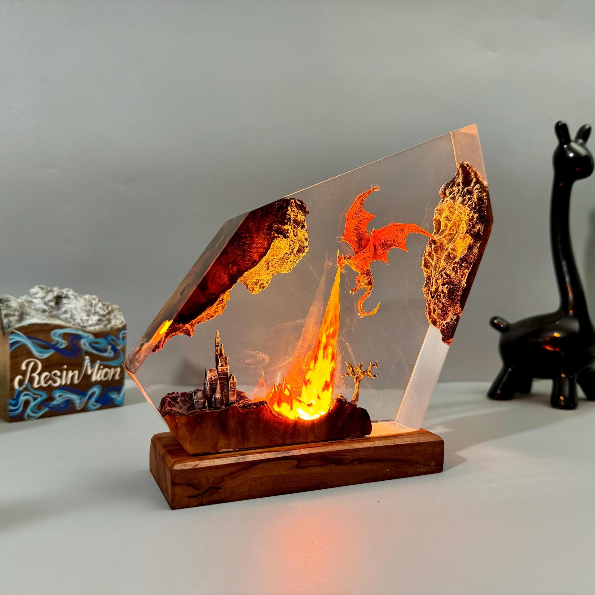 Emberwing — Fire Dragon Resin Lamp — detail view 2