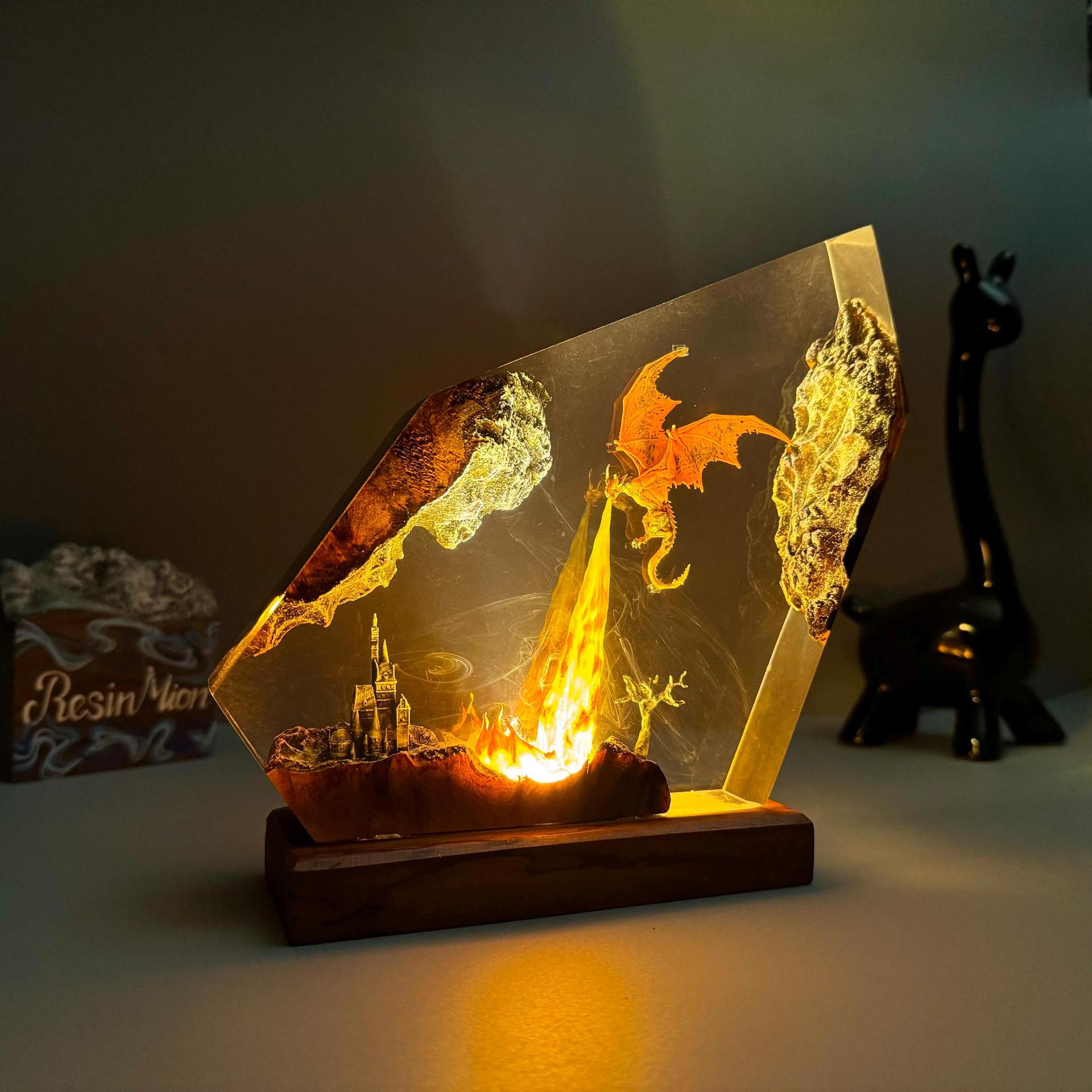 Emberwing — Fire Dragon Resin Lamp — detail view 12