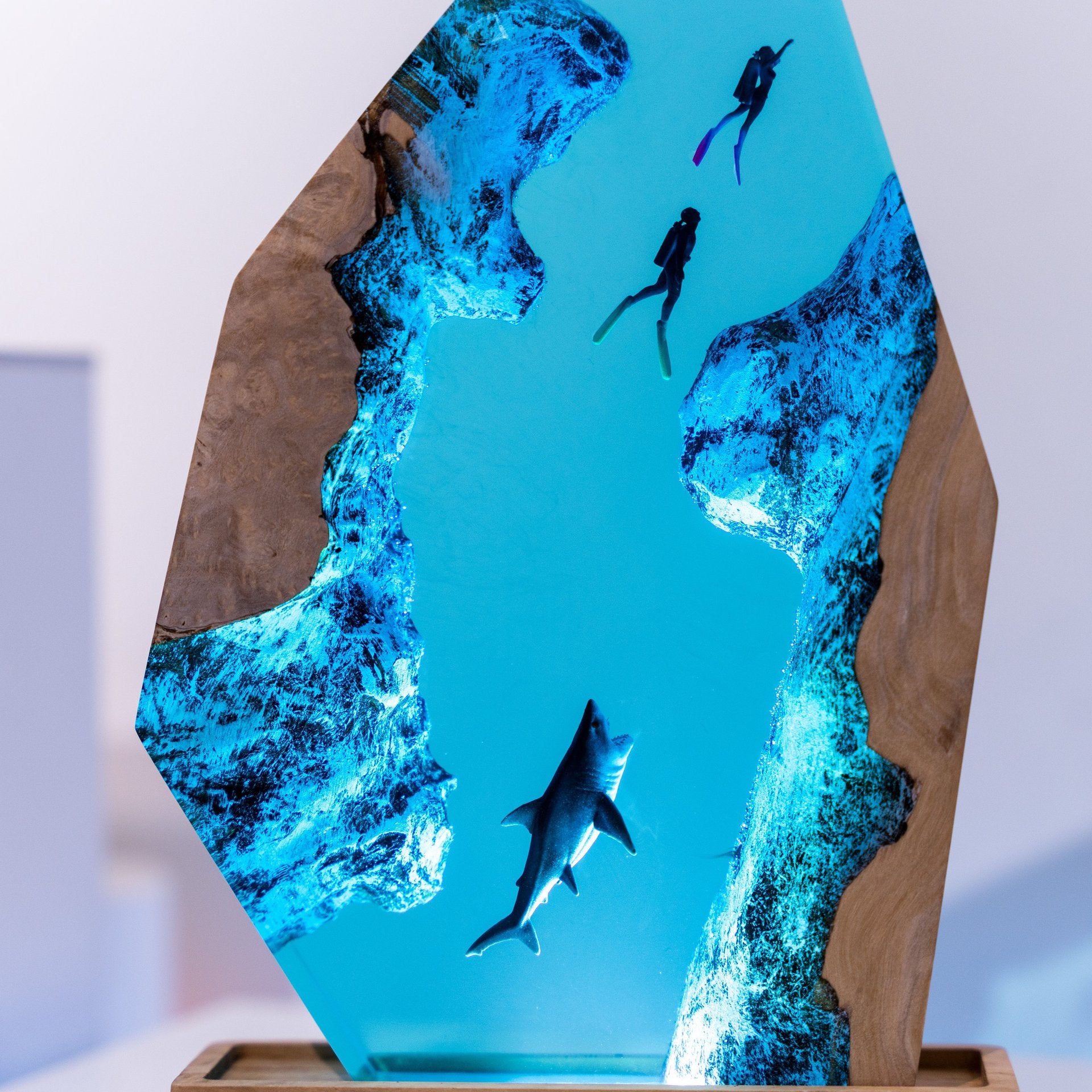 Tidepool — Ocean Diver Resin & Wood Night Light — detail view 3