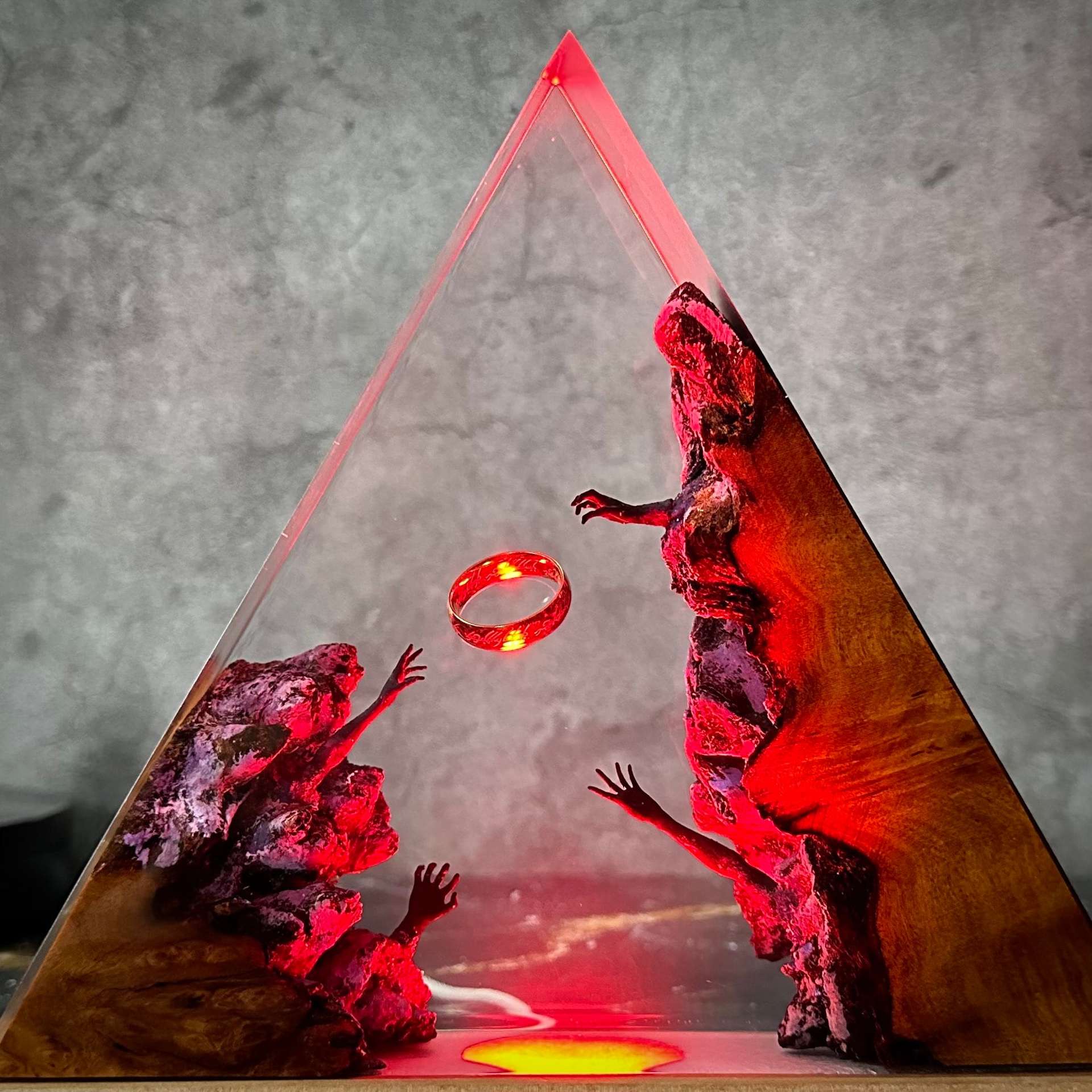 Pinnacle — Resin & Wood Pyramid Lamp — detail view 12