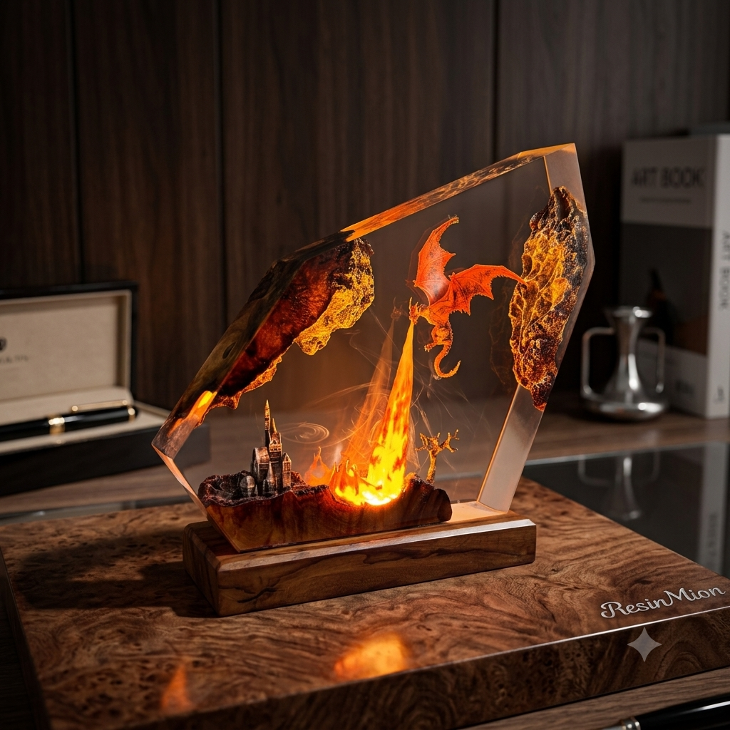 Emberwing — Fire Dragon Resin Lamp