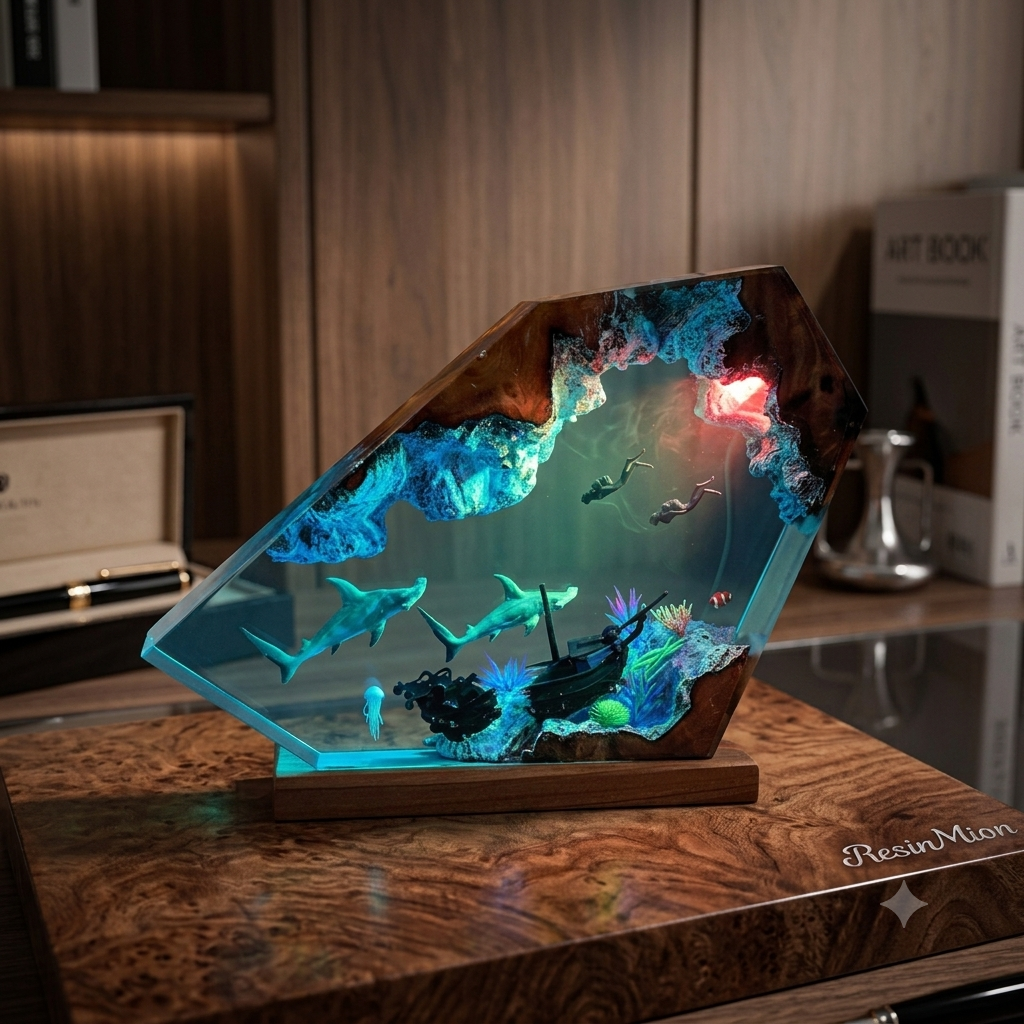 Abyss — Hammerhead Shark Resin Lamp