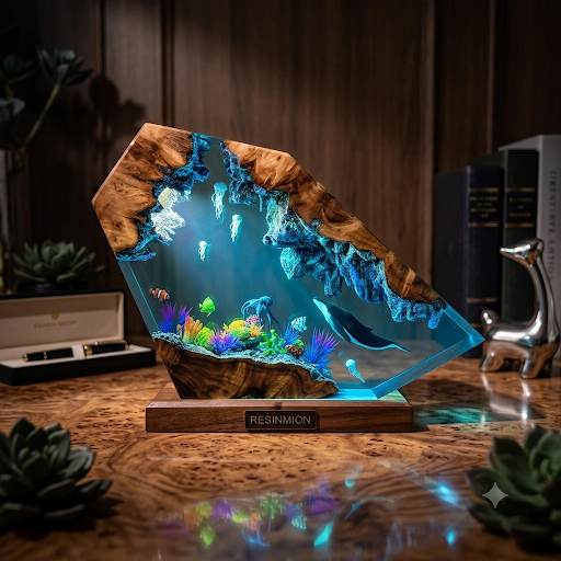 Mareluna — Whale & Jellyfish Resin Night Light