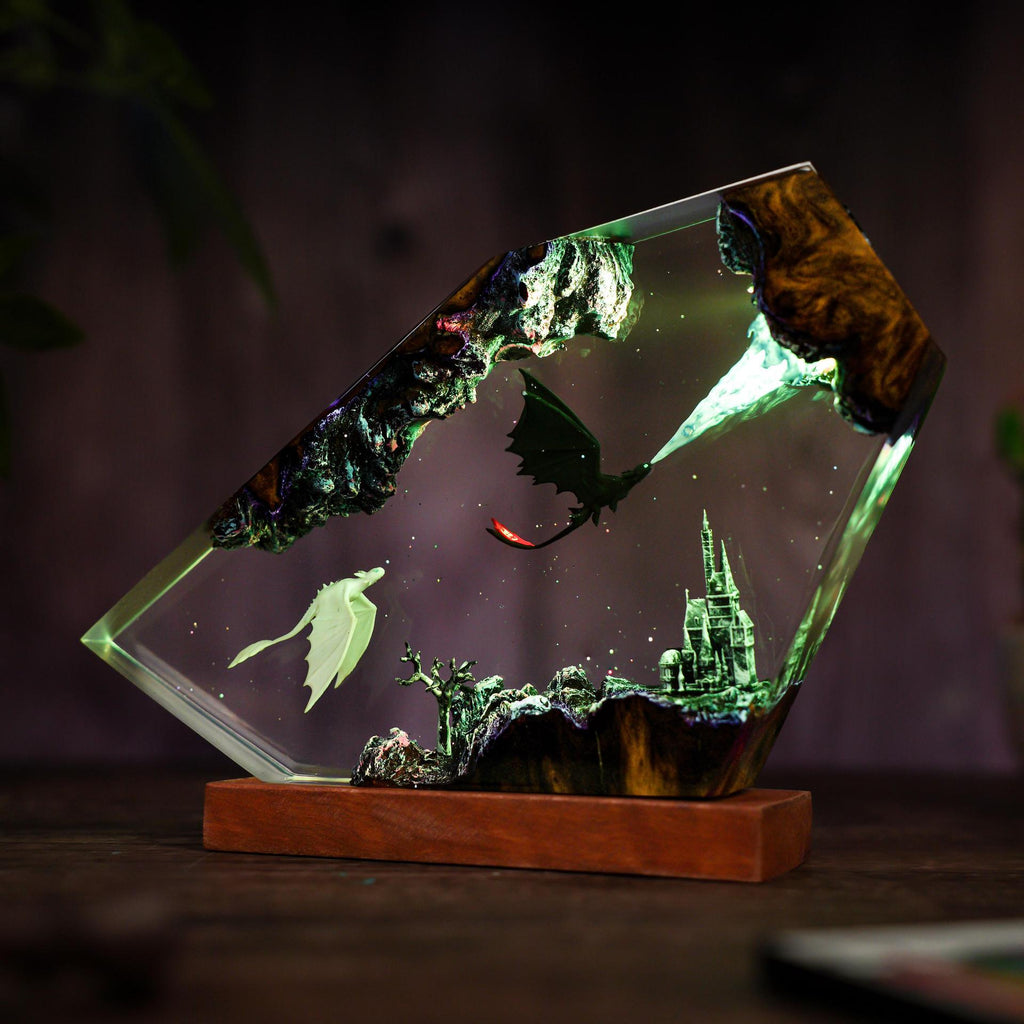 Stargazer — Dragon Duo Resin Lamp — detail view 6