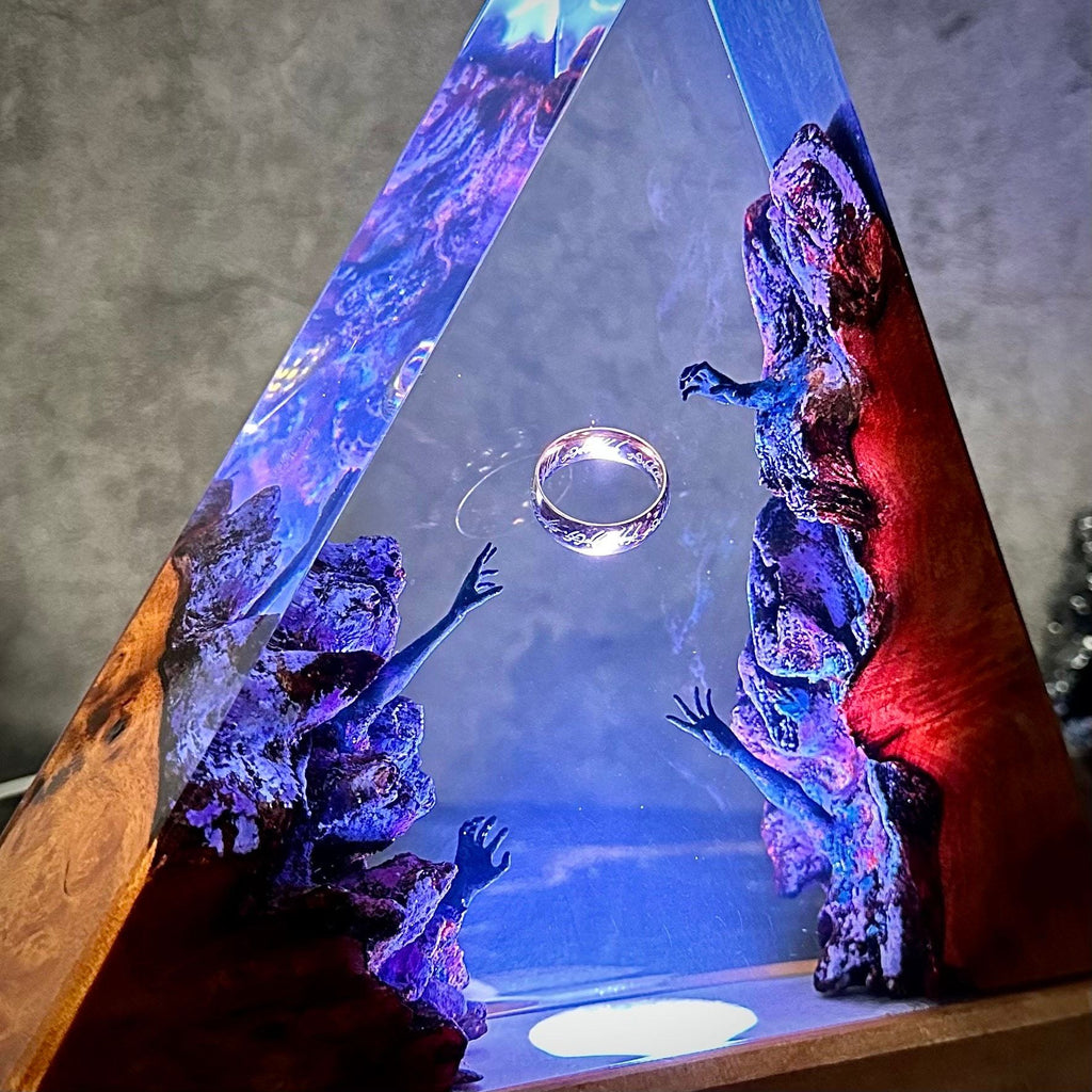 Pinnacle — Resin & Wood Pyramid Lamp — detail view 10