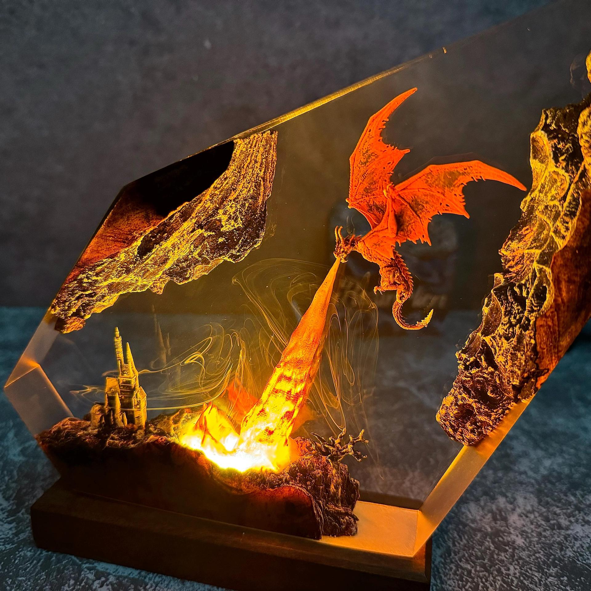 Emberwing — Fire Dragon Resin Lamp — detail view 4