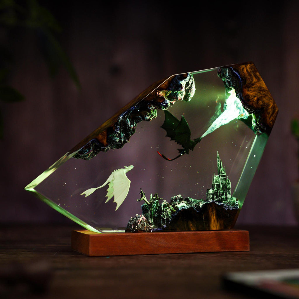 Stargazer — Dragon Duo Resin Lamp — detail view 4