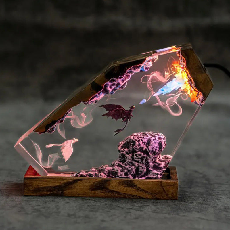 Moonfury — Night Dragon Resin Lamp — detail view 3