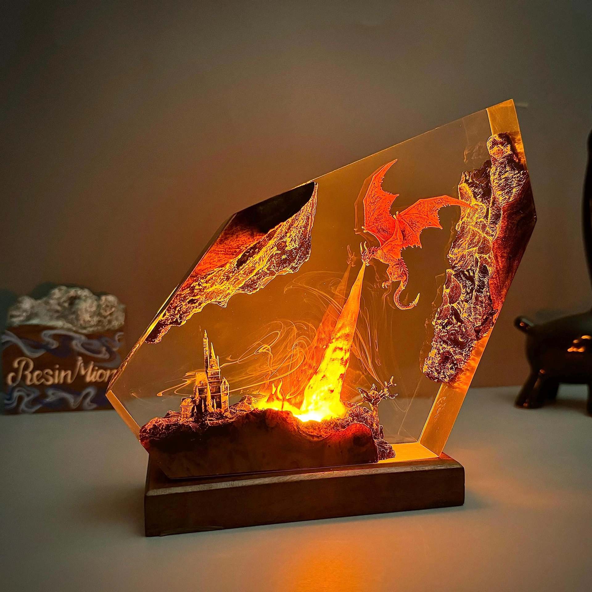 Emberwing — Fire Dragon Resin Lamp — detail view 3